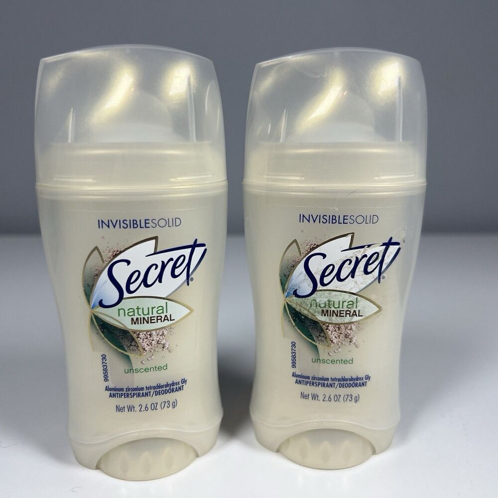 Secret Natural Mineral Unscented Antiperspirant Deodorant Lot Of 2 New Old Stock